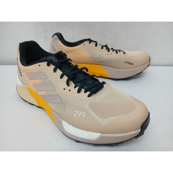Adidas Men's Terrex Agravic Ultra Trail Running Shoes HR1083 Beige‎ Orange Sz 10